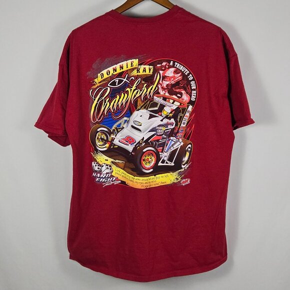 Donnie Ray Crawford Tribute Tee 2XL Red Gildan Double Sided Graphic 1987–2012 - Picture 2 of 16